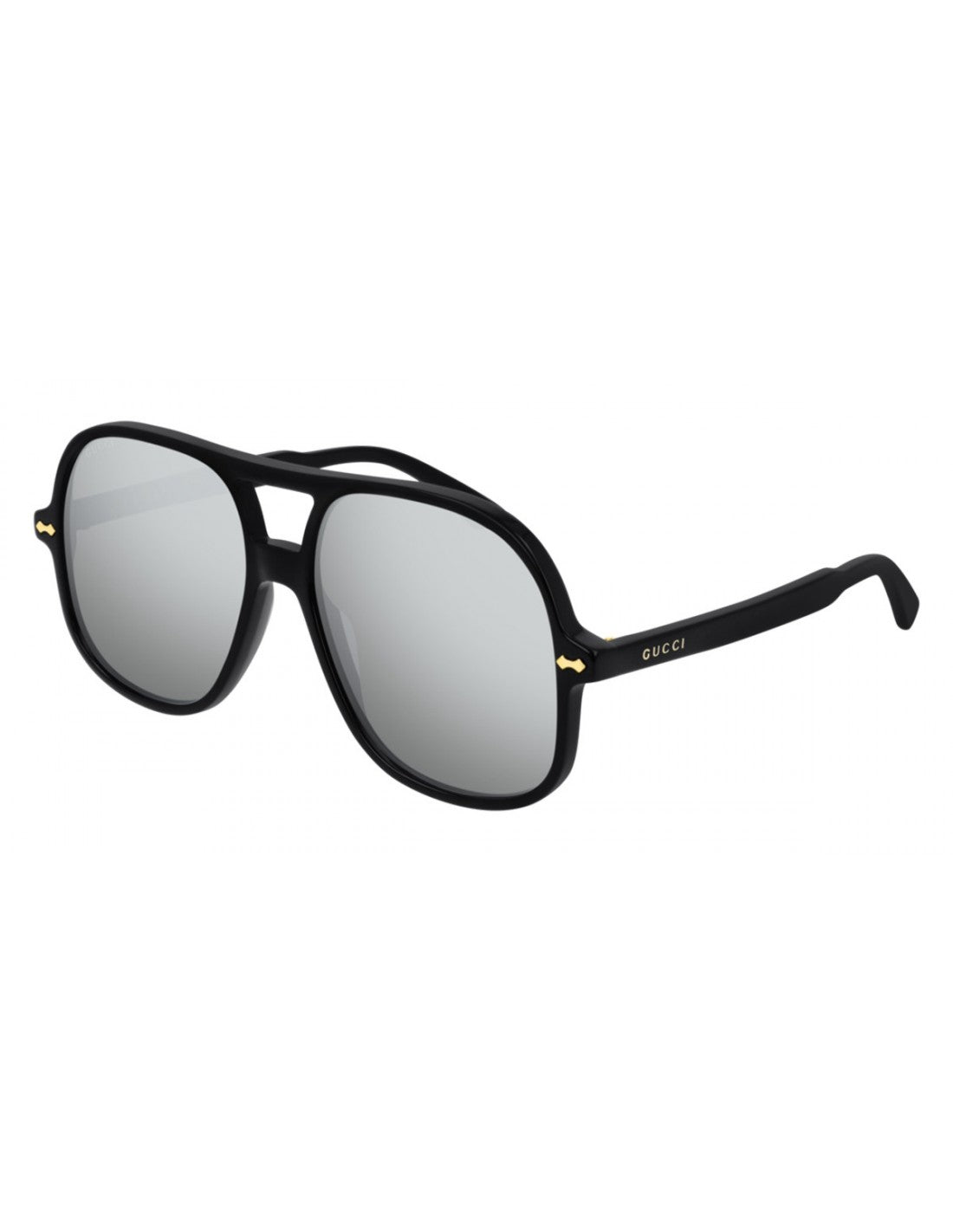 Gucci GG0706S 001 New Aviator Plata Espejo Negro Dorado Original