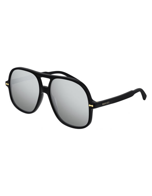 Gucci GG0706S 001 New Aviator Plata Espejo Negro Dorado Original