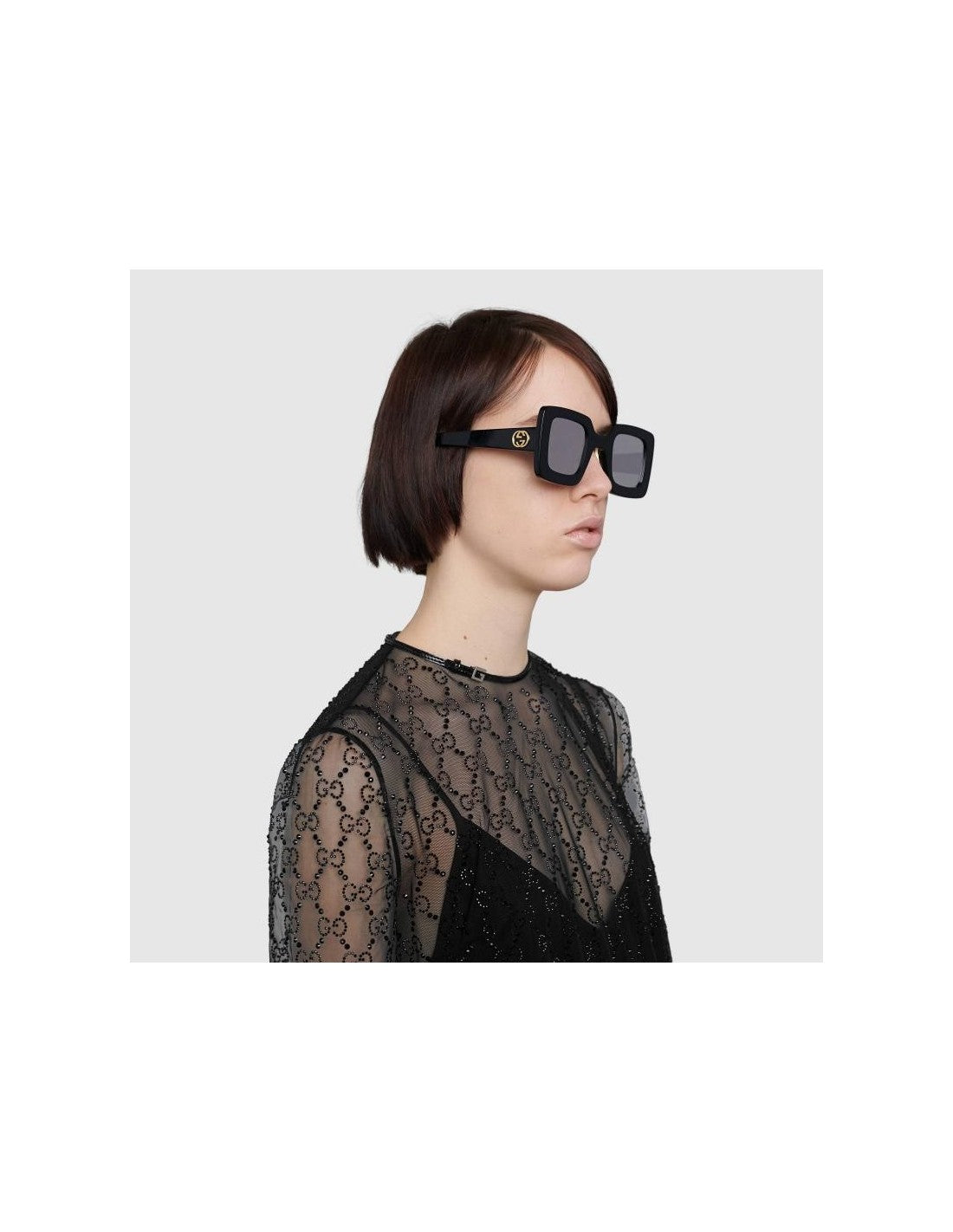 Gucci Gg0780S 004 Square Shape Negro Gris Nuevo Original